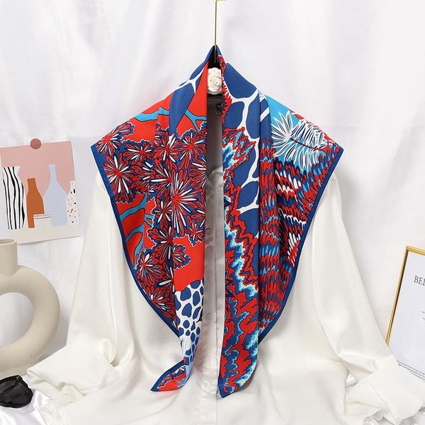 scarves versatile silk scarf women large shawls floral print stoles square bandana kerchief tie female foulard 90cm, Blue;gray
scarves versatile silk scarf women large shawls floral print stoles square bandana kerchief tie female foulard 90cm, Blue;gray
