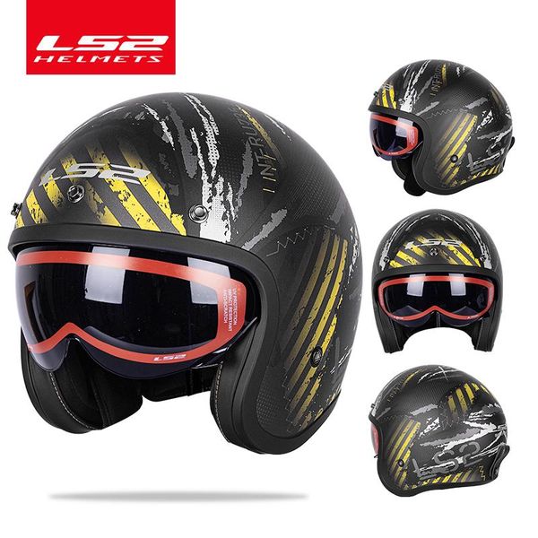 

motorcycle helmets ls2 capacete spitfire vintage helmet of599 jet 3/4 open face retro half casco casque moto