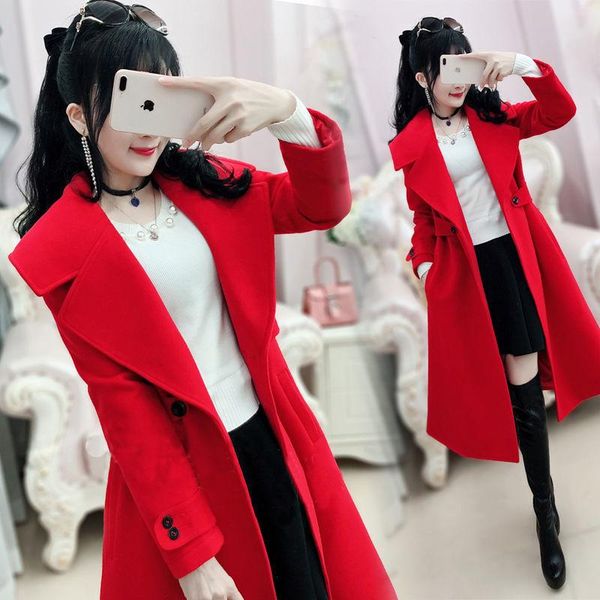 women's wool & blends 2021 winter lapel women woolen coat red lady clothes buttoned slim female, Black
women's wool & blends 2021 winter lapel women woolen coat red lady clothes buttoned slim female, Black