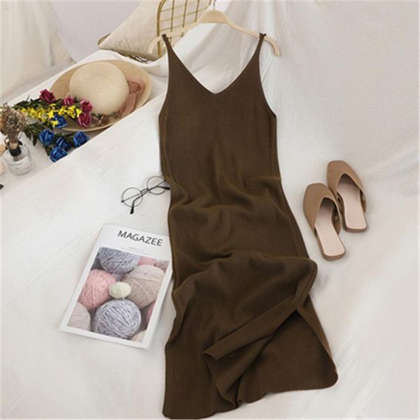 spring summer 2021 v neck solid knitted dresses casual all match simple fashion korean women dress elegant vestidos clothes, Black;gray
spring summer 2021 v neck solid knitted dresses casual all match simple fashion korean women dress elegant vestidos clothes, Black;gray