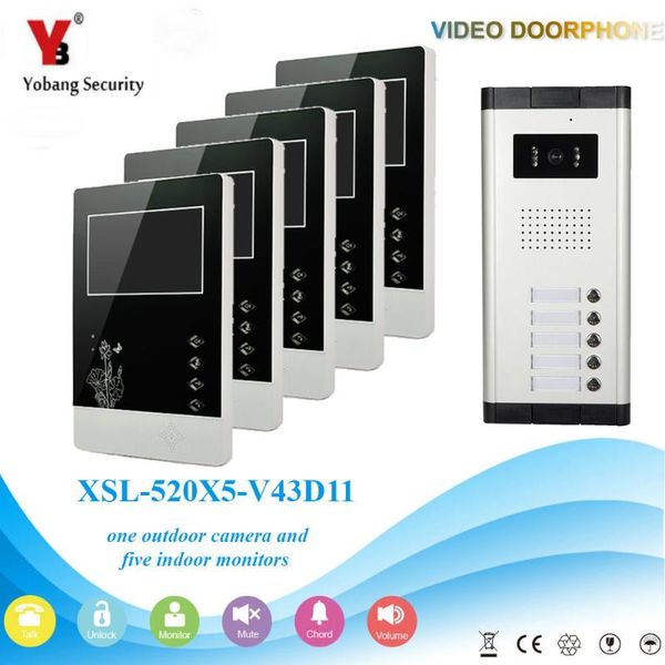 yobang security 4.3 inch video&audio intercom for 5 units home video apartment camera door phone doorbell phones
yobang security 4.3 inch video&audio intercom for 5 units home video apartment camera door phone doorbell phones