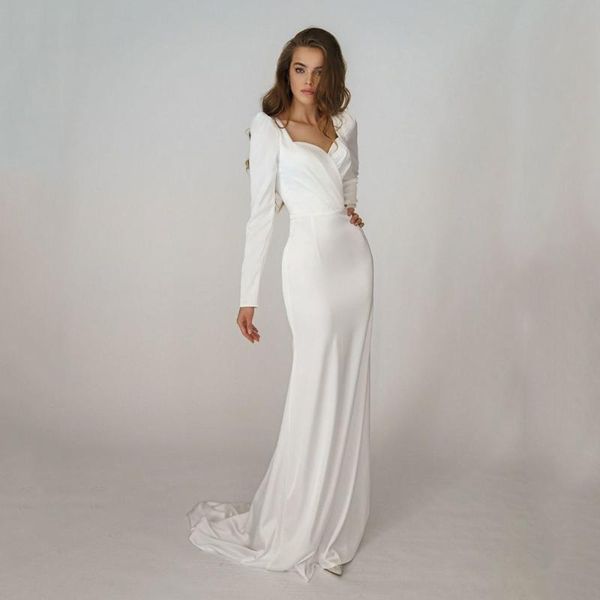 other wedding dresses elegant ivory mermaid satin 2021 dress sweetheart long sleeves bridal gown simple backless brides vestido de novia, White
other wedding dresses elegant ivory mermaid satin 2021 dress sweetheart long sleeves bridal gown simple backless brides vestido de novia, White