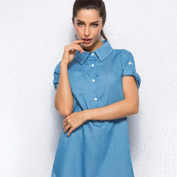 women's blouses & shirts 2021 summer fashion women short sleeve solid denim shirt ladies deep v-neck casual loose blue long female, White
women's blouses & shirts 2021 summer fashion women short sleeve solid denim shirt ladies deep v-neck casual loose blue long female, White