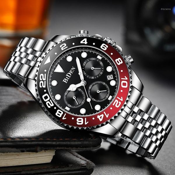 wristwatches biden men's watch luminous waterproof stainless steel bracelet chronograph simulating perfect quartz movement calendar, Slivery;brown
wristwatches biden men's watch luminous waterproof stainless steel bracelet chronograph simulating perfect quartz movement calendar, Slivery;brown