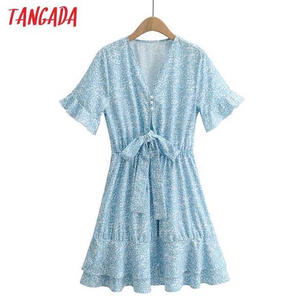 tangada summer women blue floral dress bow v neck short sleeve ladies mini dress vestidos 1f115 210609, Black;gray
tangada summer women blue floral dress bow v neck short sleeve ladies mini dress vestidos 1f115 210609, Black;gray