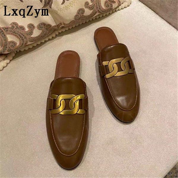 slippers outdoor flat sandals fashion metal decor real leather shoes female dress solid slides zapatos de mujer, Black
slippers outdoor flat sandals fashion metal decor real leather shoes female dress solid slides zapatos de mujer, Black