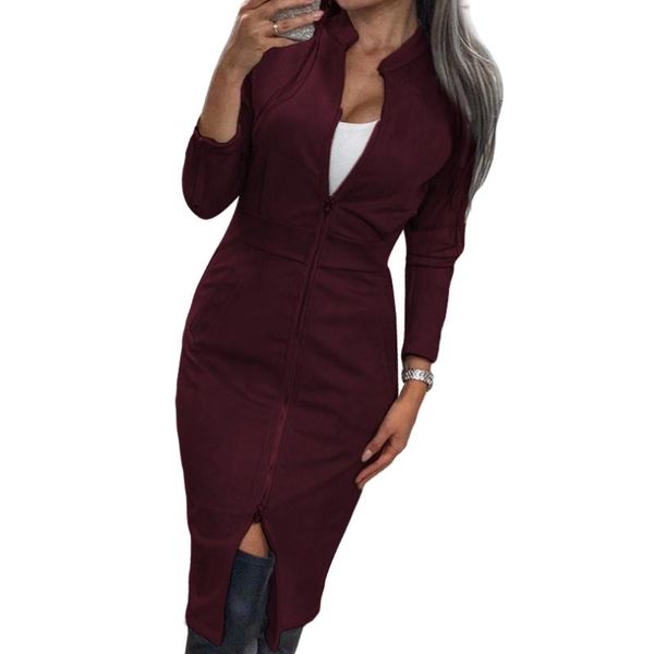 casual dresses tyhru women's spring and autumn fashion solid color stand-up collar zipper high waist slim long sleeve dress, Black;gray
casual dresses tyhru women's spring and autumn fashion solid color stand-up collar zipper high waist slim long sleeve dress, Black;gray