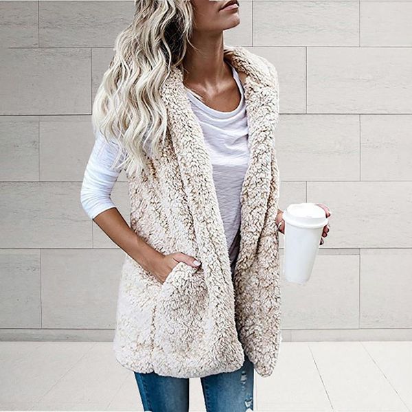 women's vests 2021 autumn winter hooded faux fur vest women fluffy warm cardigan coat with pockets female streetwear jacket, Black;white
women's vests 2021 autumn winter hooded faux fur vest women fluffy warm cardigan coat with pockets female streetwear jacket, Black;white