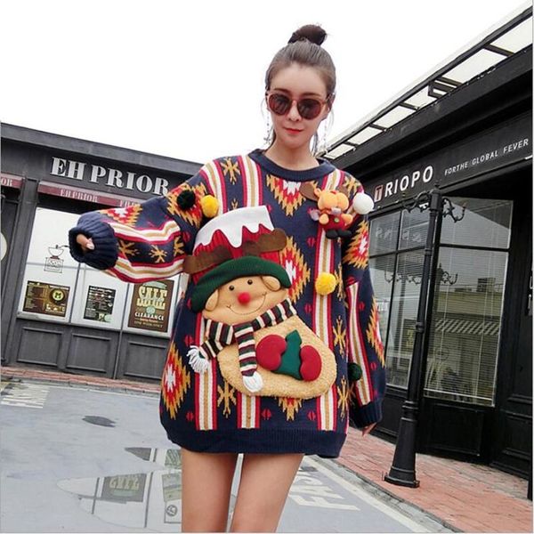 women's sweaters ugly christmas winter 2021 around the neck female large size snowman sweater women pullover, White;black
women's sweaters ugly christmas winter 2021 around the neck female large size snowman sweater women pullover, White;black