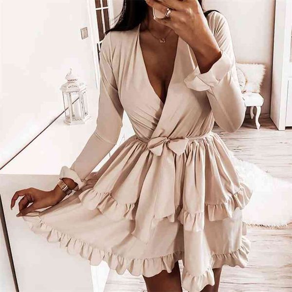 cvyataya arrived flared sleeves ruffles v neck dress women spring autumn long sleeve a-line solid sashes mini dresses 210915, Black;gray
cvyataya arrived flared sleeves ruffles v neck dress women spring autumn long sleeve a-line solid sashes mini dresses 210915, Black;gray