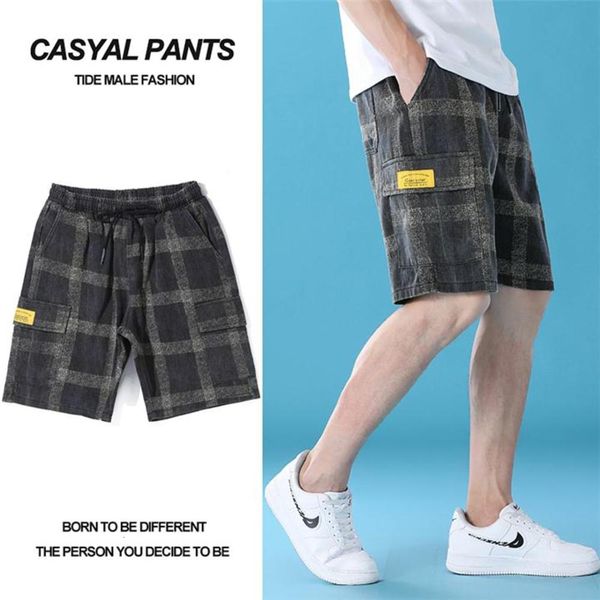 casual summer brand men's loose plaid shorts fashion elastic waist tether pants 100% cotton multi-pocket beach, White;black
casual summer brand men's loose plaid shorts fashion elastic waist tether pants 100% cotton multi-pocket beach, White;black