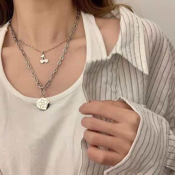 pendant necklaces kiss wife punk silver color chain multi-layered necklace for women cherry flower trendy jewelry party gifts
pendant necklaces kiss wife punk silver color chain multi-layered necklace for women cherry flower trendy jewelry party gifts