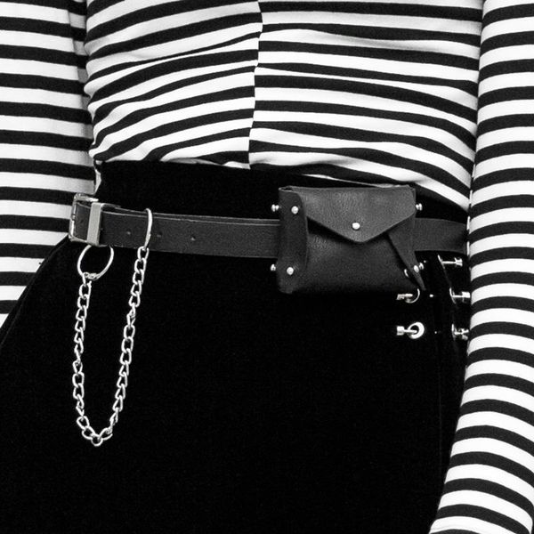 waist bags punk rave women's retro faux leather chain belt detachable multi-functional fanny pack ps114yd