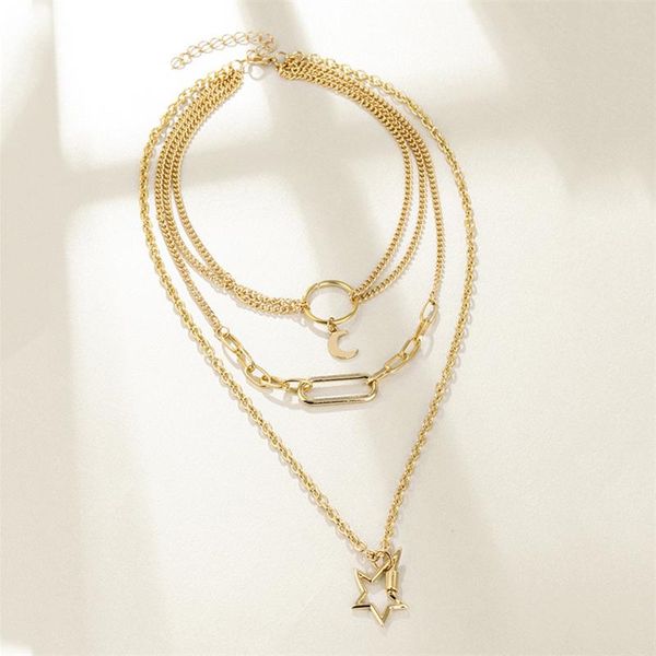 chains three-layer twin design golden moon xingx irregular pattern symbol vintage women bamboo necklace, Silver
chains three-layer twin design golden moon xingx irregular pattern symbol vintage women bamboo necklace, Silver
