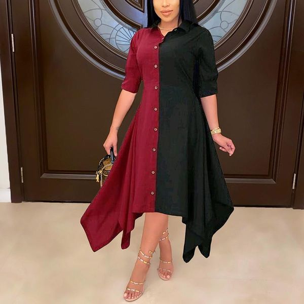 casual dresses women shirt dress lapel three-quarter sleeves asymmetrical single-breasted colorblock ol work summer, Black;gray
casual dresses women shirt dress lapel three-quarter sleeves asymmetrical single-breasted colorblock ol work summer, Black;gray