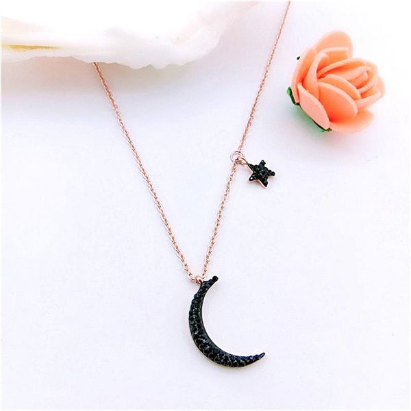 necklace women black zircon star moon pendant chain on the neck stainless steel rose gold for jewelry chains, Silver
necklace women black zircon star moon pendant chain on the neck stainless steel rose gold for jewelry chains, Silver