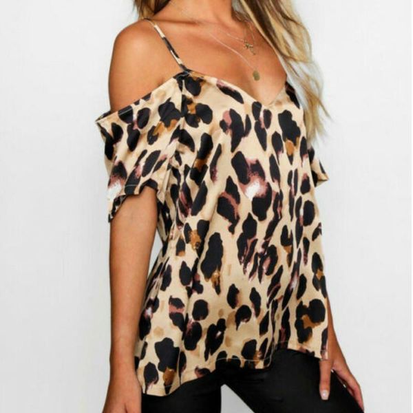 women's blouses & shirts women leopard print vintage casual blouse short sleeve v-neck cold shoulder fashion chiffon shirt, White
women's blouses & shirts women leopard print vintage casual blouse short sleeve v-neck cold shoulder fashion chiffon shirt, White