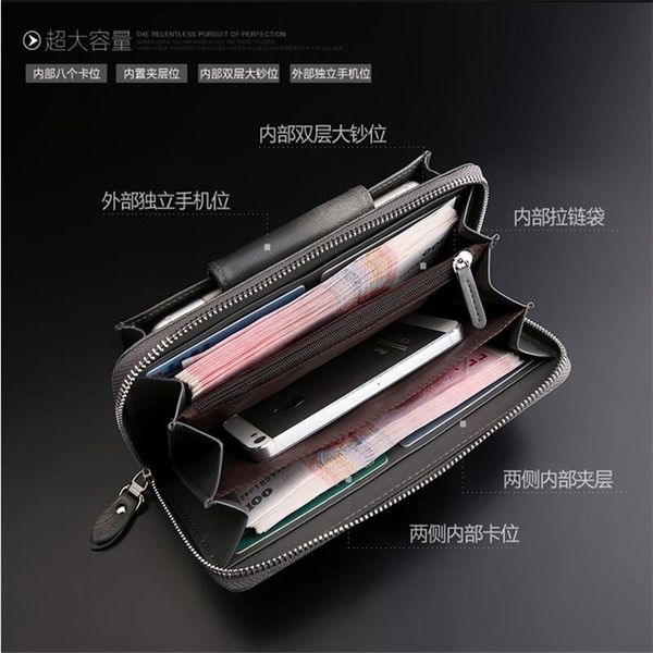 wallets genuine leather men's long style wit zipper wallet large capacity card holder casual sheepskin handbag, Red;black
wallets genuine leather men's long style wit zipper wallet large capacity card holder casual sheepskin handbag, Red;black