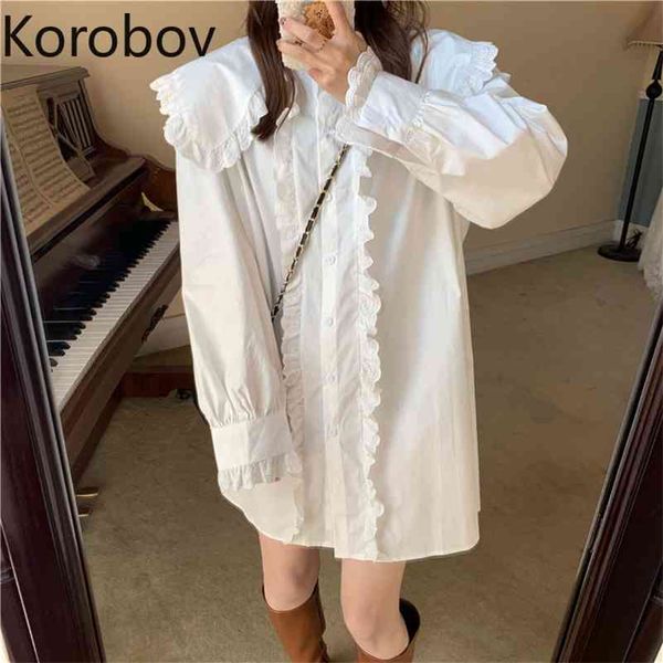 korobov new arrival peter pan collar long sleeve women dress korean chic female dresses harajuku streetwear dress 210430, Black;gray
korobov new arrival peter pan collar long sleeve women dress korean chic female dresses harajuku streetwear dress 210430, Black;gray