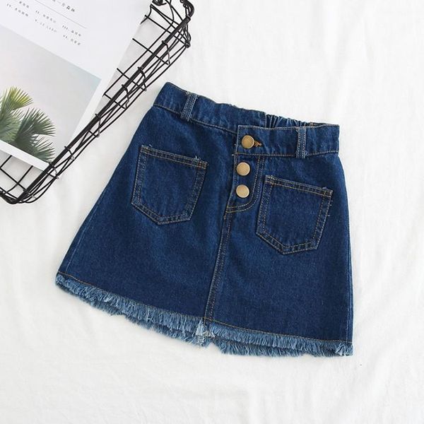 skirts summer baby girls kids jean children denim pencil buttons pockets single breasted edging child skirt costume, Blue 
skirts summer baby girls kids jean children denim pencil buttons pockets single breasted edging child skirt costume, Blue