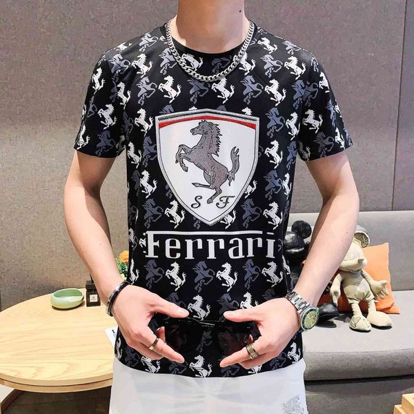 t-shirt digital print summer 2021 hoodls slim fashion short sleeve men's, White;black
t-shirt digital print summer 2021 hoodls slim fashion short sleeve men's, White;black