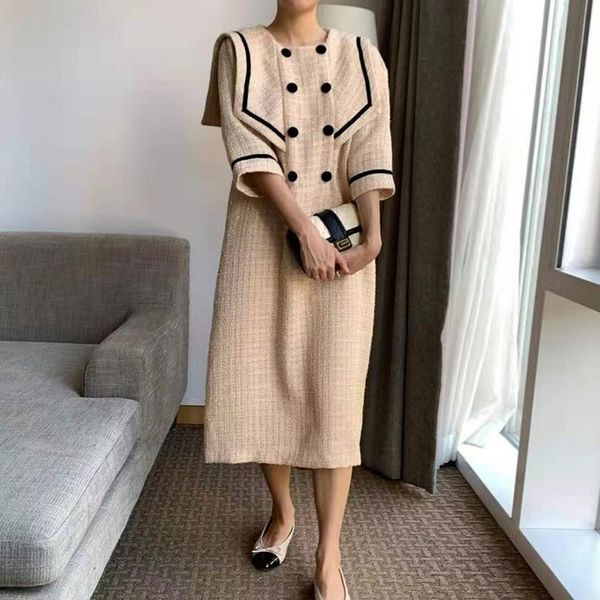 casual dresses korean chic three-quarter sleeve dress for women elegant sailor collar loose midi vestidos retro button decoration robe femal, Black;gray
casual dresses korean chic three-quarter sleeve dress for women elegant sailor collar loose midi vestidos retro button decoration robe femal, Black;gray