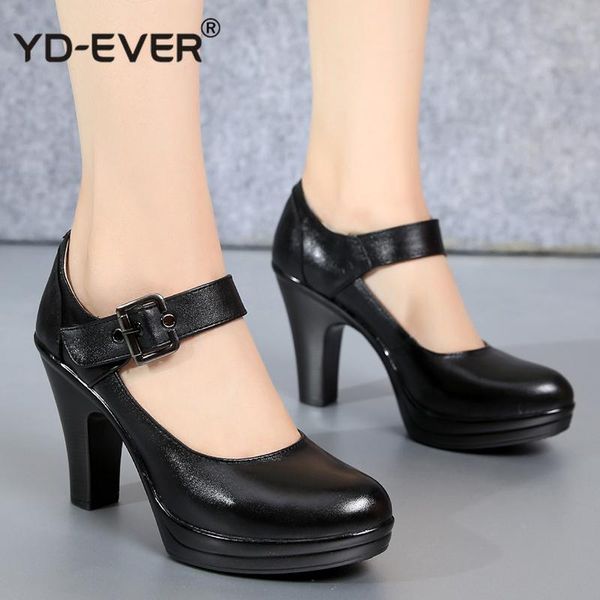 dress shoes spring autumn round toe ankle strap pumps genuine leather platform high heels work woman, Black
dress shoes spring autumn round toe ankle strap pumps genuine leather platform high heels work woman, Black