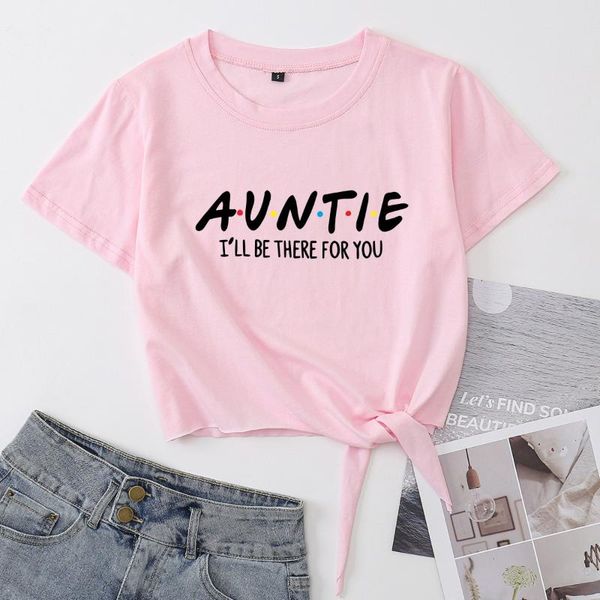 women's t-shirt auntie i will be there for you crop womens summer casual short sleeve cotton graphic tee with front knot, White
women's t-shirt auntie i will be there for you crop womens summer casual short sleeve cotton graphic tee with front knot, White