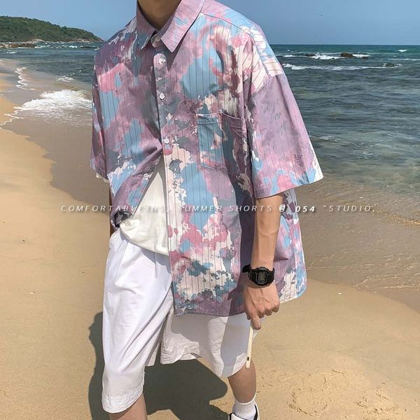 men's casual shirts summer tie-dye fashion retro men streetwear korean loose short-sleeved mens striped s-3xl p70q, White;black
men's casual shirts summer tie-dye fashion retro men streetwear korean loose short-sleeved mens striped s-3xl p70q, White;black