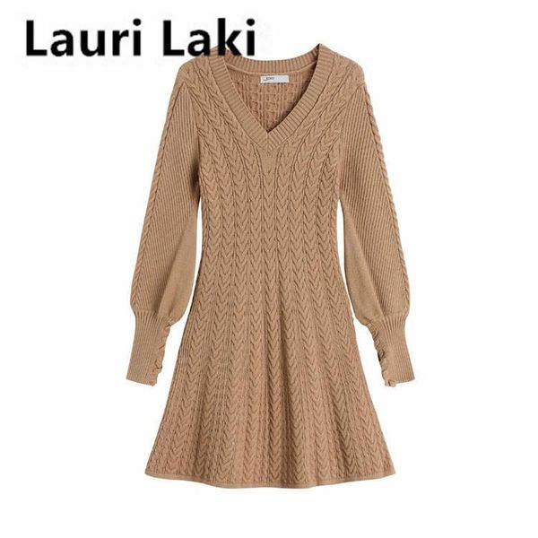 lauri laki elegant knitted dress women autumn winter 2021 solid sweater dresses a-line party v-neck robe vintage casual, Black;gray
lauri laki elegant knitted dress women autumn winter 2021 solid sweater dresses a-line party v-neck robe vintage casual, Black;gray