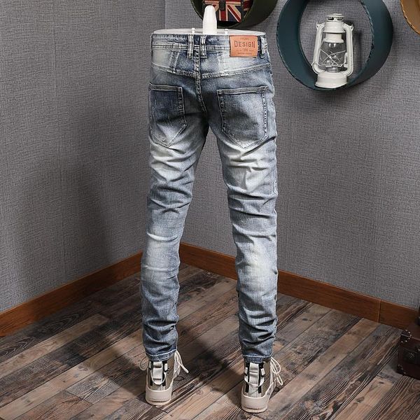 men's jeans fashion brand embroidered denim men hole patch hommes stretch casual personality slim fit pant trouser for, Blue
men's jeans fashion brand embroidered denim men hole patch hommes stretch casual personality slim fit pant trouser for, Blue