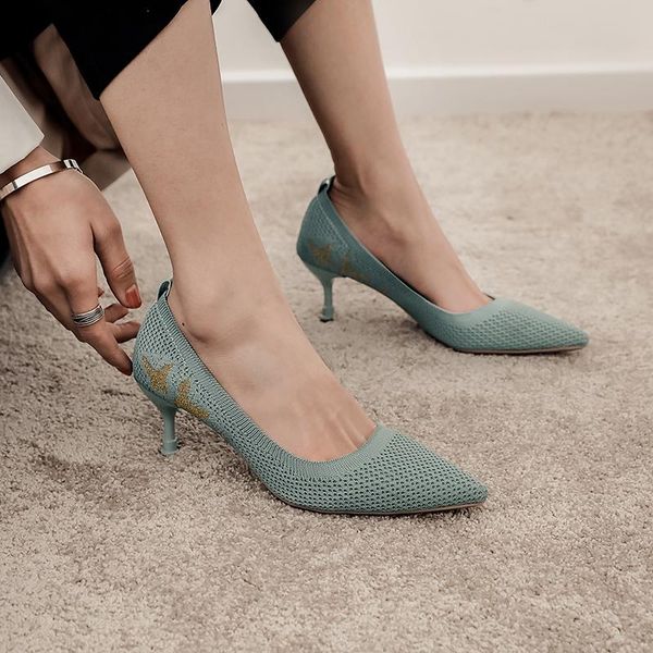 dress shoes knitted pointed toe high heel butterfly embroidery elegant breathable women pumps 6.5 cm stiletto ladies, Black
dress shoes knitted pointed toe high heel butterfly embroidery elegant breathable women pumps 6.5 cm stiletto ladies, Black