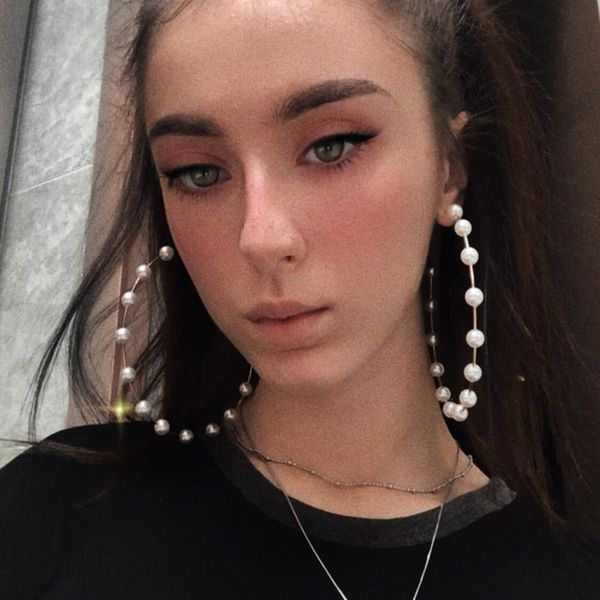 hoop & huggie oversized pearl earrings trendy big circle statement white imitation for women elegant jewelry, Golden;silver
hoop & huggie oversized pearl earrings trendy big circle statement white imitation for women elegant jewelry, Golden;silver