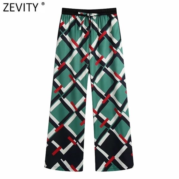zevity women vintage contrast color geometric print wide leg pants female chic elastic waist bow long trousers mujer p1228 211115, Black;white
zevity women vintage contrast color geometric print wide leg pants female chic elastic waist bow long trousers mujer p1228 211115, Black;white