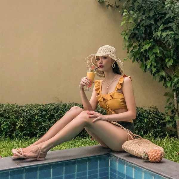 swimsuit new split two piece swimsuit for women, White;black
swimsuit new split two piece swimsuit for women, White;black