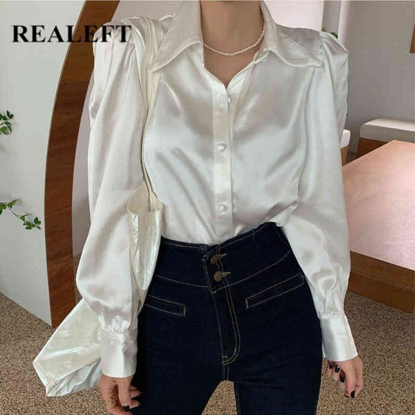 stain women's blouse elegant puff sleeve button turn-down collar fashion ladies korean style spring summer 210428, White
stain women's blouse elegant puff sleeve button turn-down collar fashion ladies korean style spring summer 210428, White