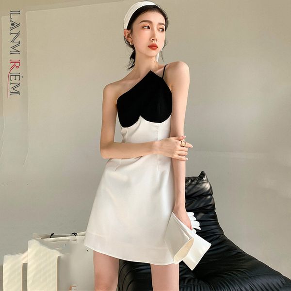 women white patchwork irregular dress asymmetrical collar sleeveless loose fit fashion tide summer 2f0214 210507, Black;gray
women white patchwork irregular dress asymmetrical collar sleeveless loose fit fashion tide summer 2f0214 210507, Black;gray