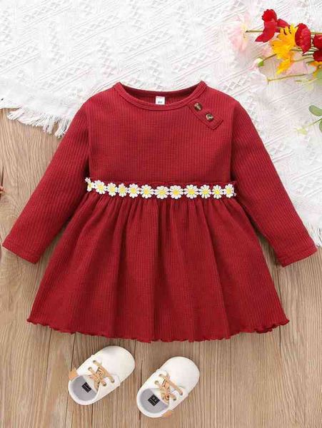 baby waffle knit appliques frill trim dress she, Red;yellow
baby waffle knit appliques frill trim dress she, Red;yellow