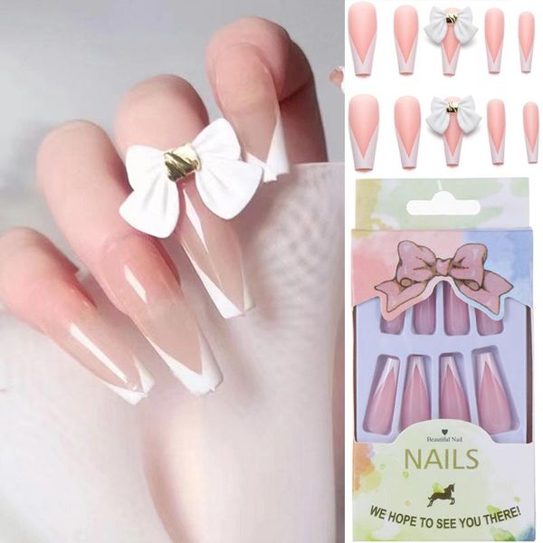 false nails 24pcs/box french with bow-knot design detachable ballerina manicure patches press on full cover nail tips, Red;gold
false nails 24pcs/box french with bow-knot design detachable ballerina manicure patches press on full cover nail tips, Red;gold