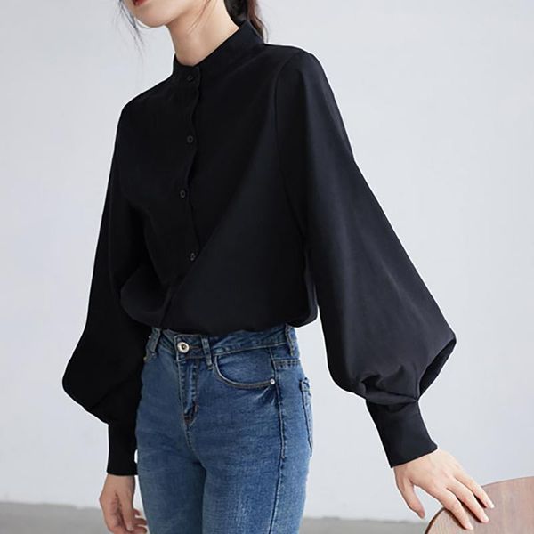 women's blouses & shirts big lantern sleeve blouse women autumn winter casual single breasted stand collar office lady solid vintage sh, White
women's blouses & shirts big lantern sleeve blouse women autumn winter casual single breasted stand collar office lady solid vintage sh, White