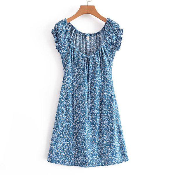 fashion round neck short sleeve women fresh blue floral dress vintage holiday wind chic female mini dresses vestidos mujer 210507, Black;gray
fashion round neck short sleeve women fresh blue floral dress vintage holiday wind chic female mini dresses vestidos mujer 210507, Black;gray
