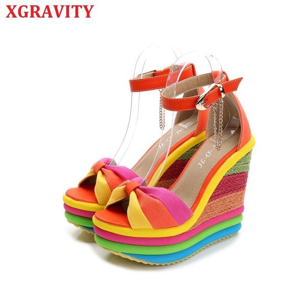 dress shoes xgravity sandals european rainbow fashion colorful wedge ladies summer women high heel wedges pumps b162, Black
dress shoes xgravity sandals european rainbow fashion colorful wedge ladies summer women high heel wedges pumps b162, Black