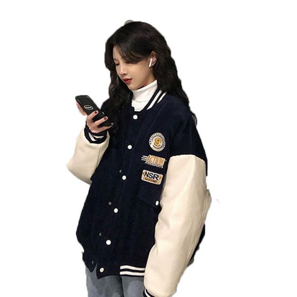 women's jackets contrasting color stitching baseball uniform women couple students 2021 spring autumn retro jacket corduroy coat tide 3, Black;brown
women's jackets contrasting color stitching baseball uniform women couple students 2021 spring autumn retro jacket corduroy coat tide 3, Black;brown