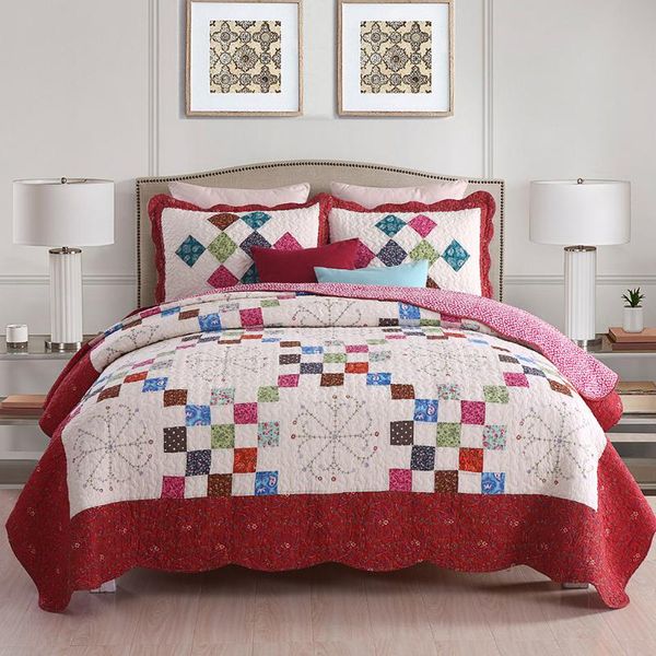 comforters & sets handmade patchwork bedspread quilt set 3pcs red cotton quilts cover bed sheets pillowcase king queen size quilted coverlet
comforters & sets handmade patchwork bedspread quilt set 3pcs red cotton quilts cover bed sheets pillowcase king queen size quilted coverlet