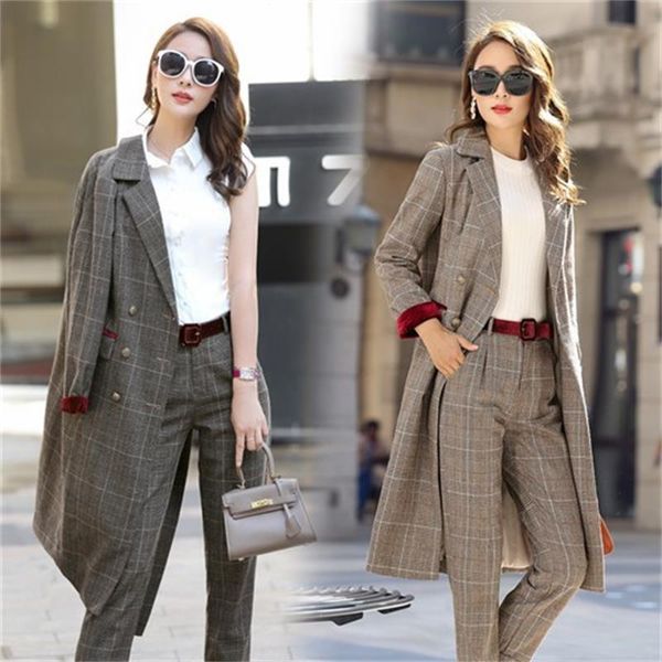women's suits & blazers ms. trousers set fashion ladies long section of lattice stripes suit ol professional office lady autumn two pie, White;black
women's suits & blazers ms. trousers set fashion ladies long section of lattice stripes suit ol professional office lady autumn two pie, White;black