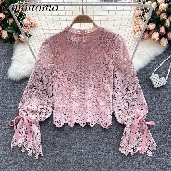 women's blouses & shirts kimutomo sweet flare sleeve blouse female chic hollow out lace slim o-neck women elegant solid all matching sh, White
women's blouses & shirts kimutomo sweet flare sleeve blouse female chic hollow out lace slim o-neck women elegant solid all matching sh, White