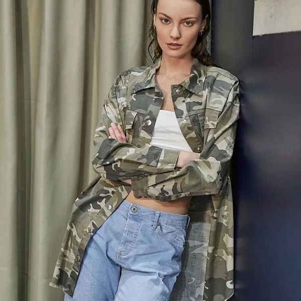 women's jackets 2021 short coat autumn fashion camouflage jacket with badge label pockets cloth girl retro casual, Black;brown
women's jackets 2021 short coat autumn fashion camouflage jacket with badge label pockets cloth girl retro casual, Black;brown