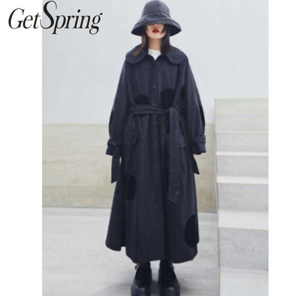 getspring women trench coat bandage doll collar long coats black plus size overcoat autumn winter 210601, Tan;black
getspring women trench coat bandage doll collar long coats black plus size overcoat autumn winter 210601, Tan;black