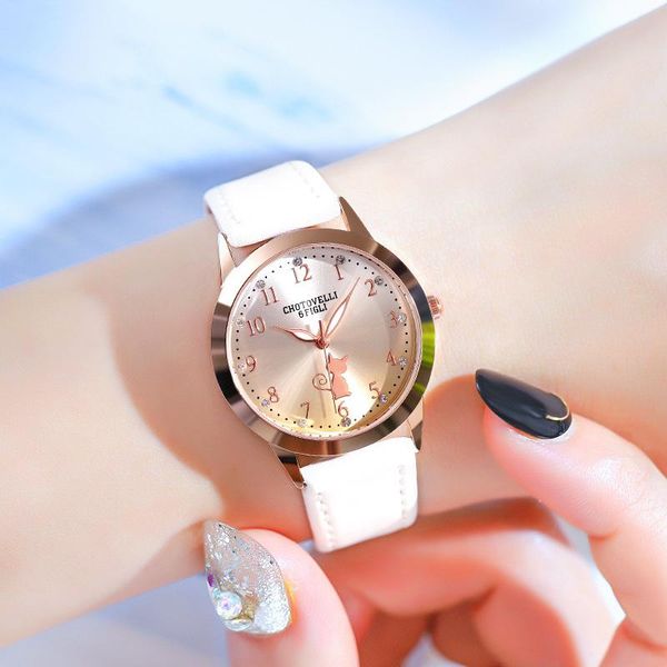 link, chain row17 fashion lady middle school student small watch simple cat dial belt quartz, Black
link, chain row17 fashion lady middle school student small watch simple cat dial belt quartz, Black