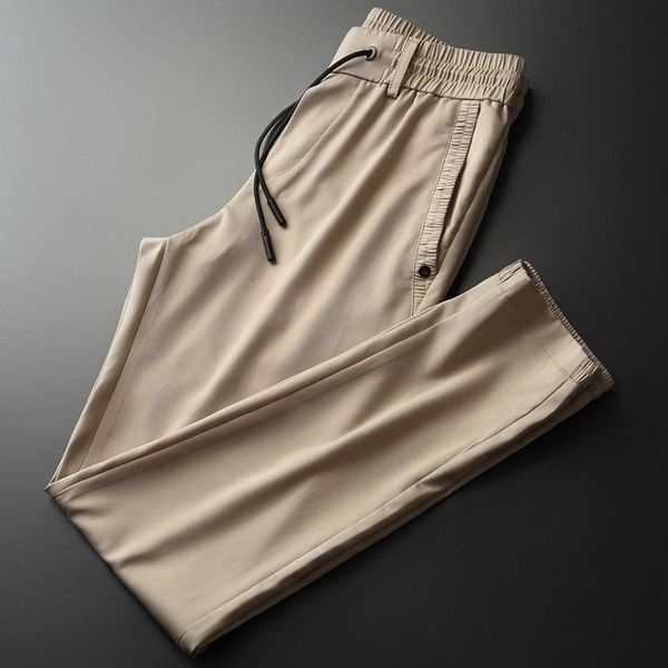men's pants 2021 summer style tencel casual fashion khaki closed hem breathable quarter, Black